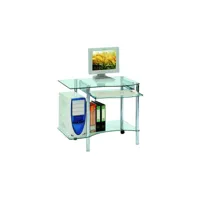 bureau informatique métal-verre - cip - l 89 x l 54 x h 74 cm