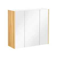 armoire miroir salle de bain 3 portes 4 étagères aspect bois clair blanc