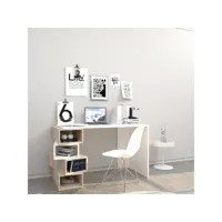 homemania bureau damon - avec des étagères - du bureau, du studio, de la pièce - blanc, sonoma en bois, 120 x 60 x 75 cm hio8681847147435