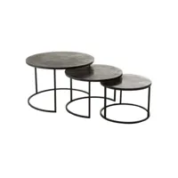 set de 3 tables gigognes ronde nizi en métal noir et aluminium noir - vert 20100991378