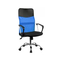 nime - fauteuil ergonomique avec accoudoirs - hauteur ajustable -  dossier inclinable - en maille aérée - bleu