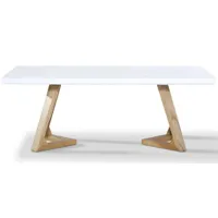 table basse bois/laqué dune - frêne/blanc - blanc