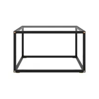 table de salon noir avec verre trempé 60x60x35 cm