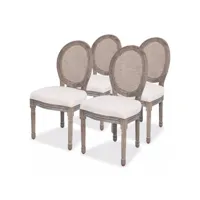 clicnbuy - chaises de cuisine - chaises de salle à manger 4 pcs crème tissu 244090