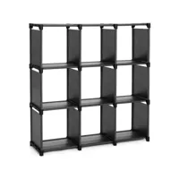 étagère de rangement à 9 compartiments meuble de rangement ouvert bibliothèque organiseur pour salon noir helloshop26 12_0000500