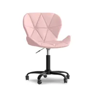 chaise de bureau avec roulettes - chaise pivotante de bureau - revêtement en similicuir - structure noire wito rose