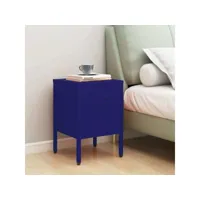 table de chevet  bout de canapé  table d'appoint chevet bleu marine 35x35x51 cm acier -neww24098