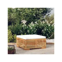 repose-pied de jardin, tabouret pouf, tabouret bas avec coussin crème bois de teck massif lqf12113 meuble pro