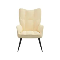 fauteuil salon - fauteuil de relaxation blanc crème velours 61x70x96,5 cm - design rétro best00004824597-vd-confoma-fauteuil-m05-2377