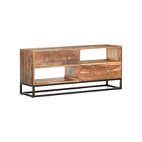 meuble tv  banc tv armoire de rangement 120x30x50 cm bois d'acacia brut meuble pro frco80886