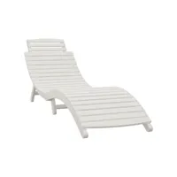 bain de soleil - transat - chaise longue blanc 184x55x64 cm bois massif d'acacia pewv29982 meuble pro