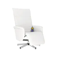 fauteuil inclinable de massage repose-pieds, fauteuil de relaxation, chaise de salon blanc similicuir fvbb76572 meuble pro