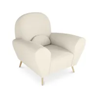 fauteuil avec accoudoirs en bouclette fausse fourrure tapissée - boucles blanches - belise blanc