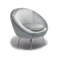 fauteuil en tissu velours gris - pavel - l 79.5 x l 75 x h 78 cm