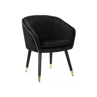 fauteuil en tissu rembourré, avec finitions dorées, pieds en bois, avec détails dorés, couleur noire, dimensions 58 x 78 x 62 cm 8052773837514
