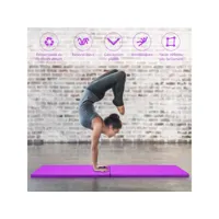 ginatex  tapis de gymnastique pliable 180 x 60 x 3,8 cm matelas de fitness portable natte de gym pour fitness, yoga, sport et exercice violet