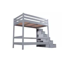 lit superposé 4 personnes adultes bois escalier cube sylvia 120x200 gris aluminium cube120sup-ga