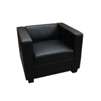 fauteuil club, lounge lille, 86x75x70cm ~ simili-cuir noir