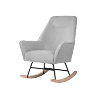 amara - fauteuil à bascule gris clair avec structure noire et pieds en chêne