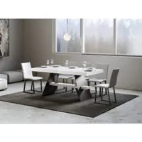 table à rallonges 8 à 14 places bois blanc et pieds acier gris foncé 180 à 284cm klaro