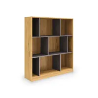 edwin - bibliothèque design en bois noir et chêne 9 niches edwin02