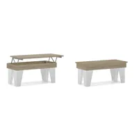table basse relevable kl, chêne-blanc 92x50x45-57 mesaeleklblso