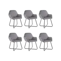 bata - lot x6 chaises de salle à manger velours gris 277010