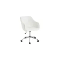 chaise de bureau à roulettes design blanc et acier chromé baltik