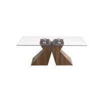 table de salon avec plateau en verre et base en bois de teck - scirocco