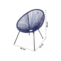 chaise de jardin fauteuil de jardin fauteuil en resine bleu marine 4 pieds d72cm h88cm - le cabana mfn227013