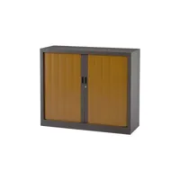 armoire basse à rideaux monoblocs generic 100 x 120 cm anthracite-merisier