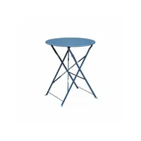 table de jardin bistrot pliable - emilia ronde bleu grisé- table ronde ø60cm en acier thermolaqué