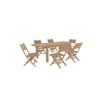 ensemble table et chaises de jardin nido 6 personnes en bois de teck