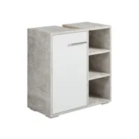 meuble vasque neptunus - beton gris avec blanc - 60 x 30 x 60 cm - meuble de salle de bain, colonne, armoire