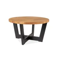 table basse design bois et métal noir 80cm zila 549