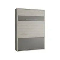 armoire lit escamotable mykonos pin - gris graphite couchage 140*200 cm 20100991249