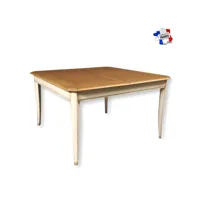 table carrée 120 cm, 1 rallonge intégrée, merisier massif tra-5705mfbc