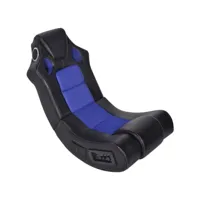 fauteuil à bascule à enceinte  chaise à bascule fauteuil relax noir et bleu similicuir meuble pro frco13110