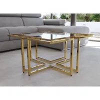 table basse rectangulaire avec pieds géométriques doré morelia