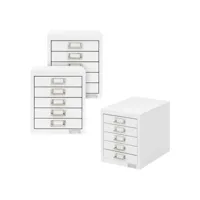 set de 3 armoire à dossiers avec 5 tiroirs en métal blanc classeur documents 490013984