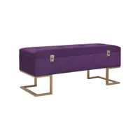 banquette pouf tabouret meuble banc avec compartiment de rangement 105 cm violet velours helloshop26 3002120