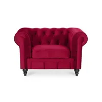 fauteuil chesterfield velours altesse rouge