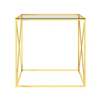 table de salon doré 55x55x55 cm acier inoxydable et verre