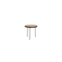 table d'appoint ronde métal-rondin de bois - lubeck n°2 - l 57 x l 57 x h 59 cm - neuf
