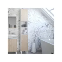 meuble colonne de salle de bain moderne, chêne