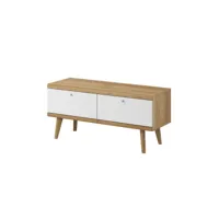 ava - meuble tv - bois et blanc - 107 cm - style scandinave - bestmobilier - bois et blanc