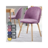 miadomodo® chaises de salle à manger - set de 2, scandinave, siège en pp, rembourré, pieds en hêtre, style nordique, violet - meuble pour salon, chambre, restaurant, cuisine, bureau