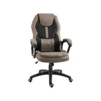 homcom fauteuil de bureau manager massant hauteur réglable pivotant 360° polyester pu gris brun surpiqûre orange