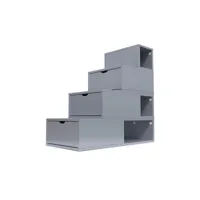 escalier cube de rangement hauteur 100 cm  gris aluminium esc100-ga