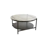 table basse ronde avec double plateau en verre recyclé et métal noir d85 cm welle